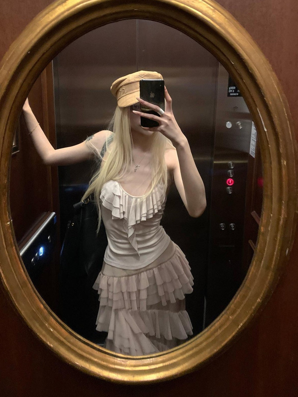 Rase le sol Ruffled Lettuce Hem Open Back Strappy Camisole Women's Halter Tops