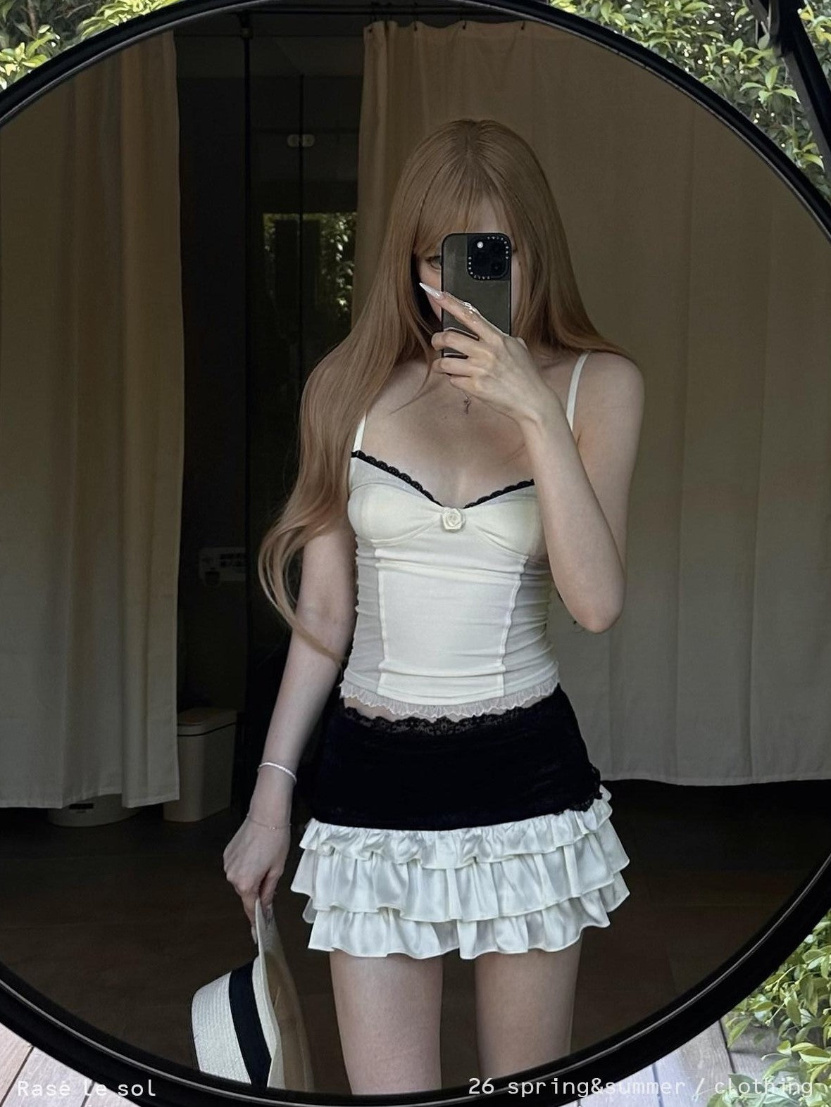 Rase le sol Ruffled Scalloped Lace Trim Splice Tiered Women's Mini Skirts