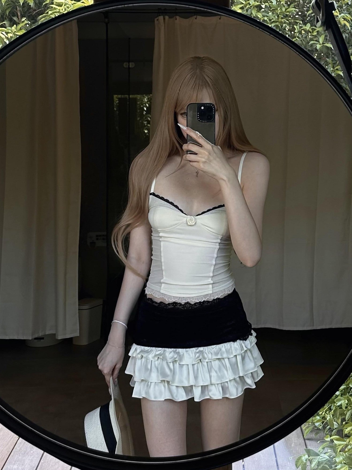 Rase le sol Ruffled Scalloped Lace Trim Splice Tiered Women's Mini Skirts