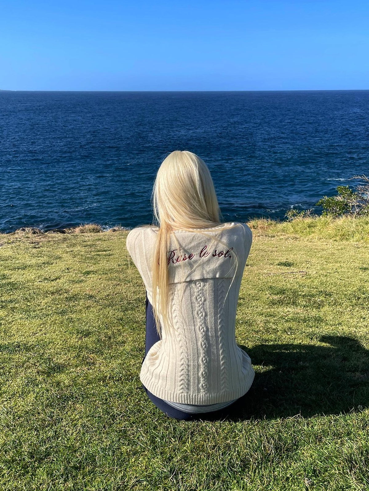 Rase le sol Sailor Collar Cable Knit Wool Blend Women's Sweaters