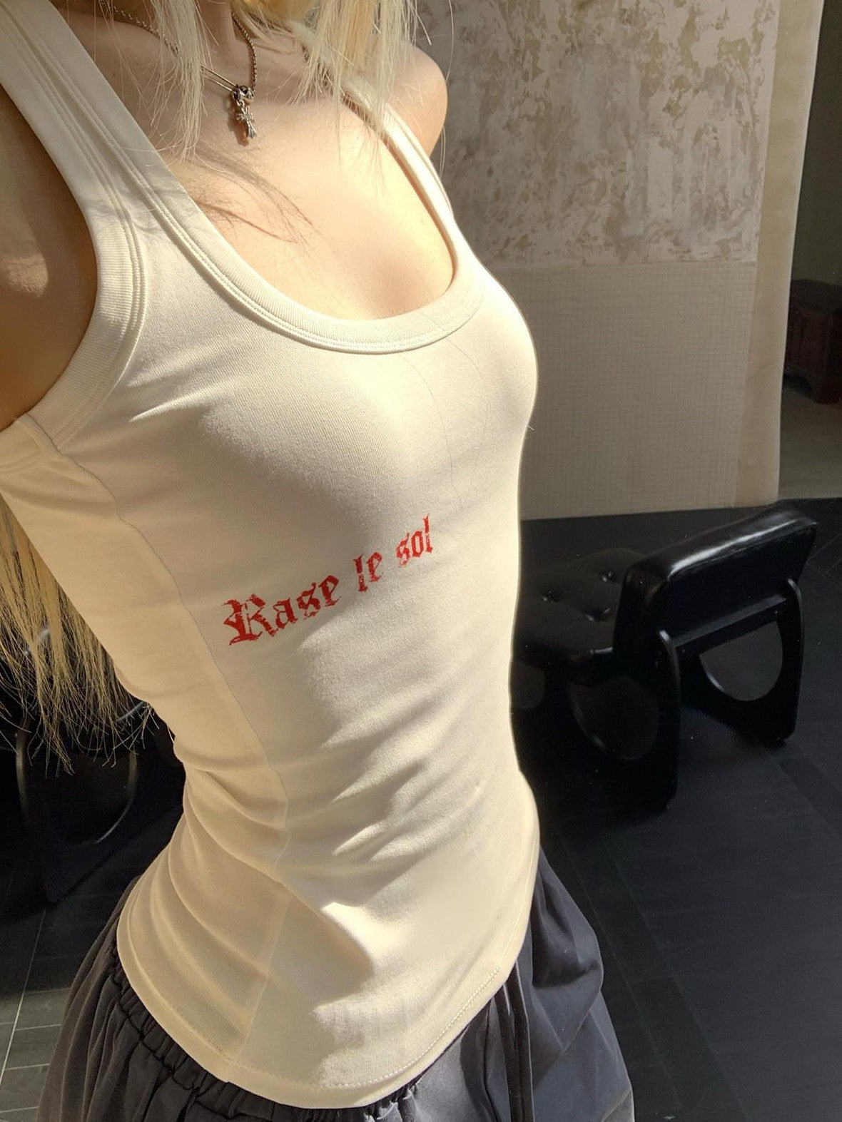 Rase le sol Sexy American Letter Print Racerback Cami Style Women's Tank Tops