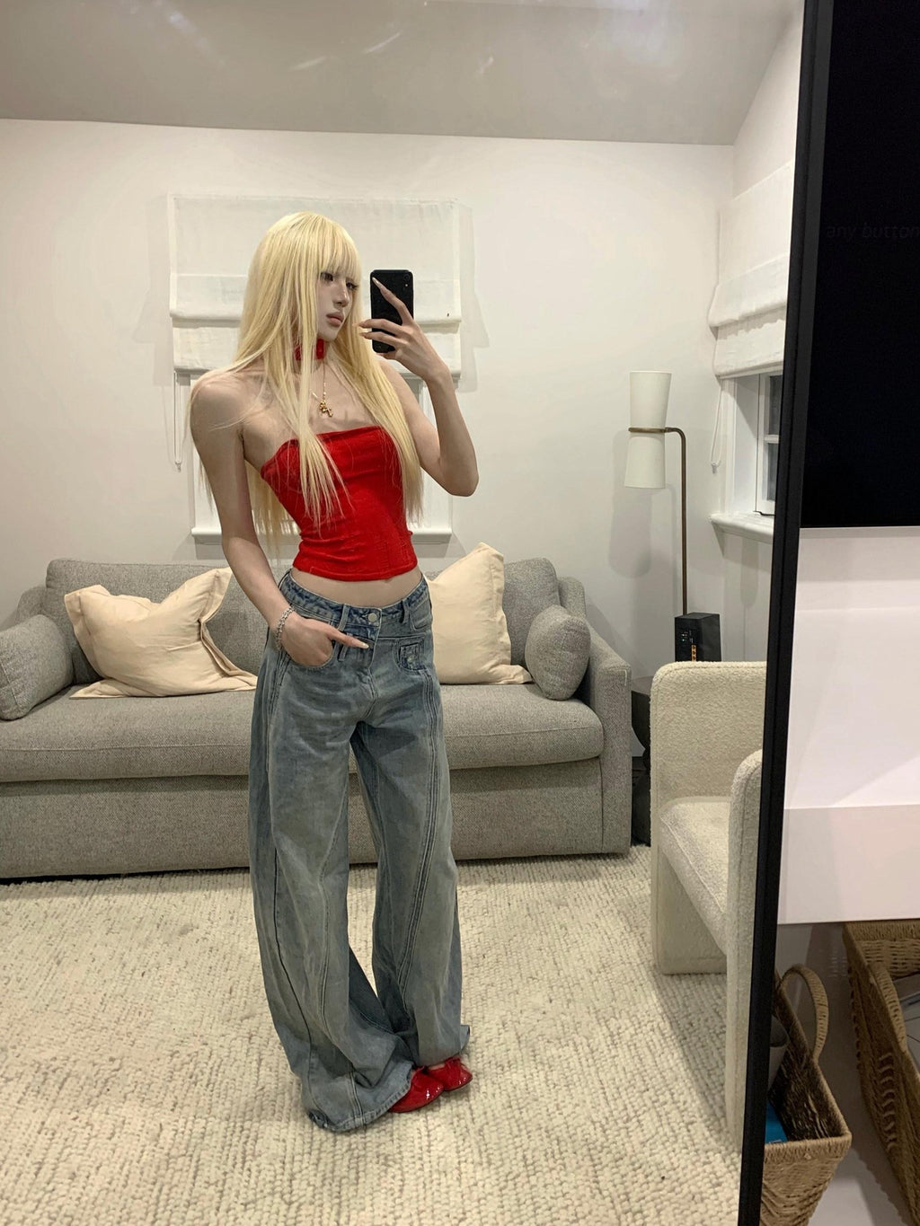 Rase le sol Sexy Crimson Red Rolled Edge Distressed Women's Polyester Tube Tops