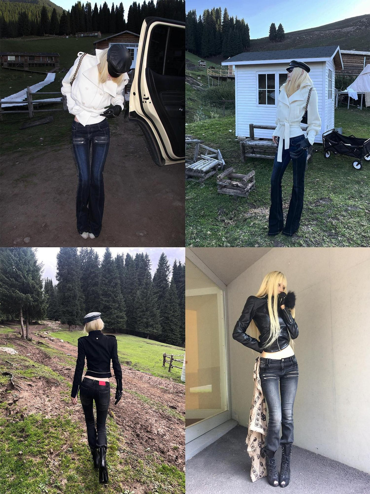 Rase le sol Slim Fit Split Line Low Waist Women's Cotton Bootcut Jeans