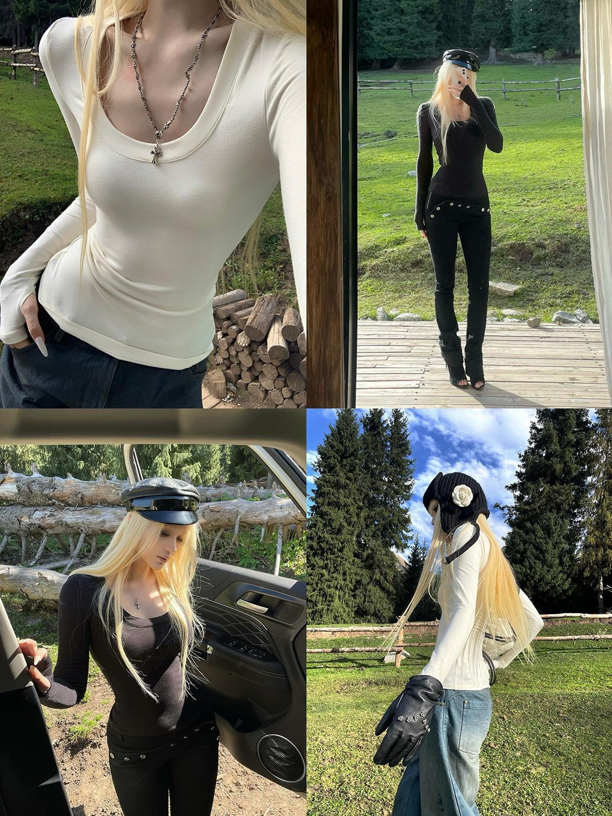 Rase le sol Slim Fit U Neck Soft Women's Viscose Long Sleeve T-shirts