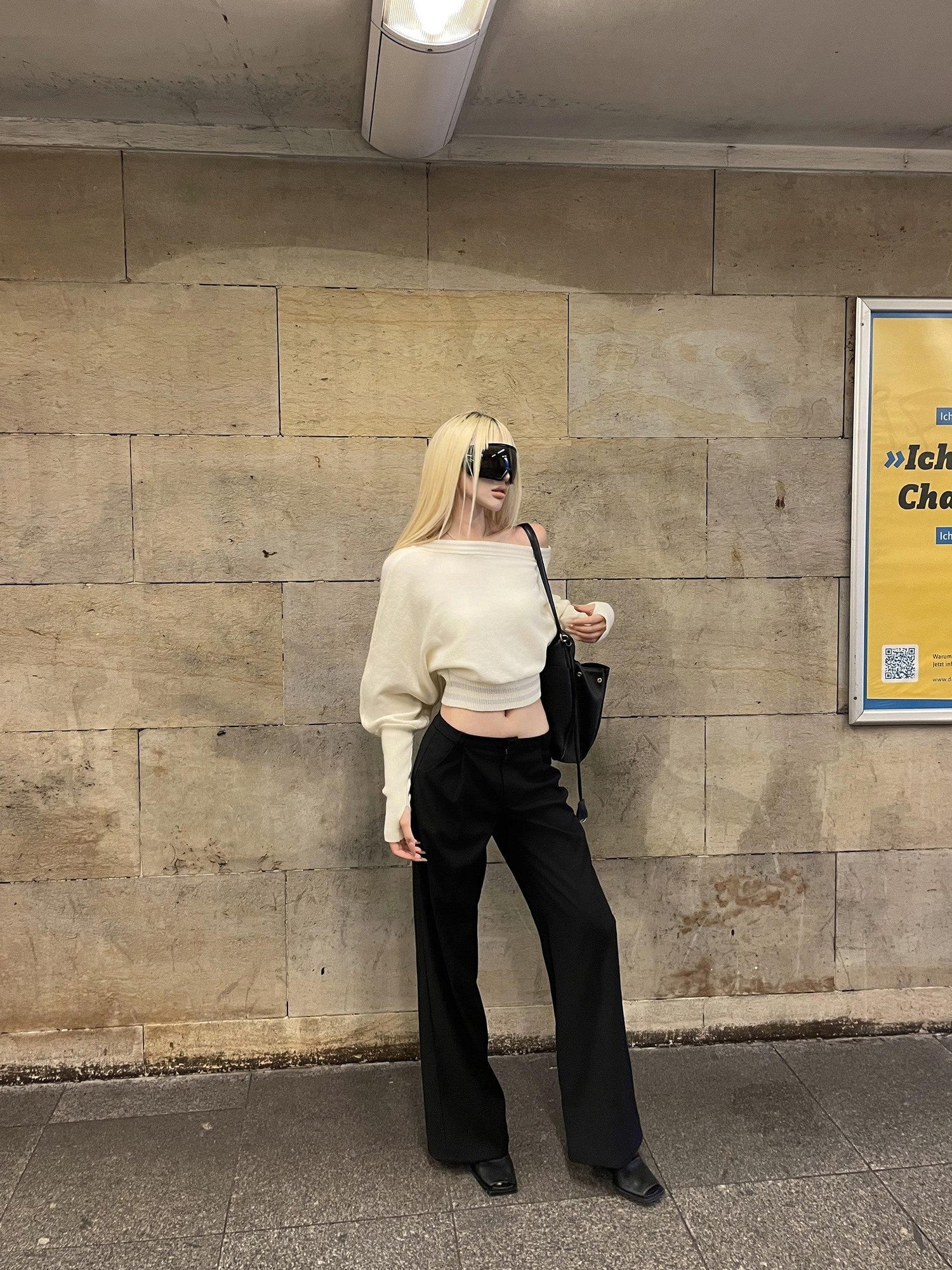 Rase le sol Soft Cloudlike Cropped Relaxed Women's Cloud Knit Pullover Off-shoulder Sweaters