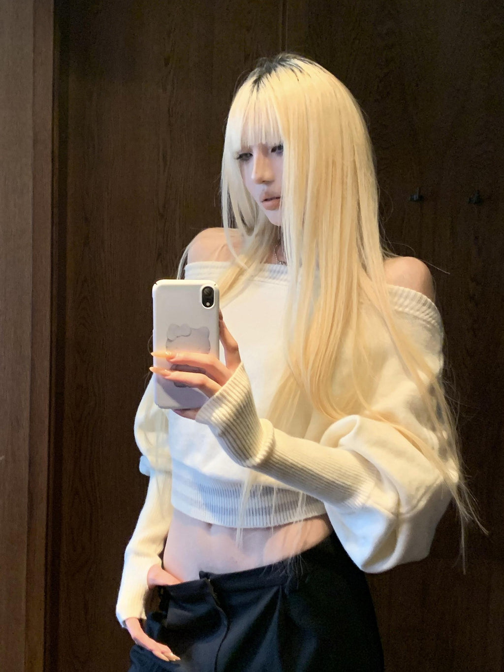 Rase le sol Soft Cloudlike Cropped Relaxed Women's Cloud Knit Pullover Off-shoulder Sweaters