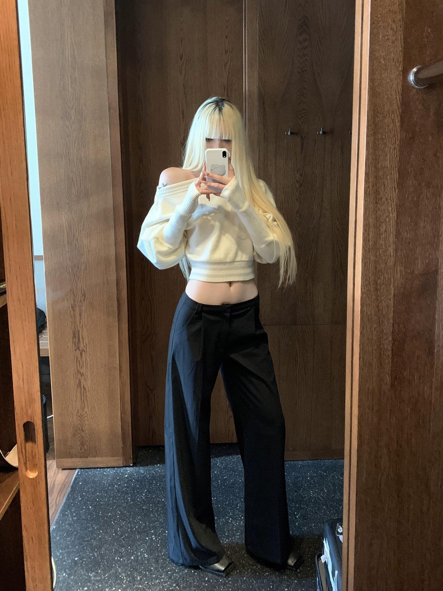 Rase le sol Soft Cloudlike Cropped Relaxed Women's Cloud Knit Pullover Off-shoulder Sweaters