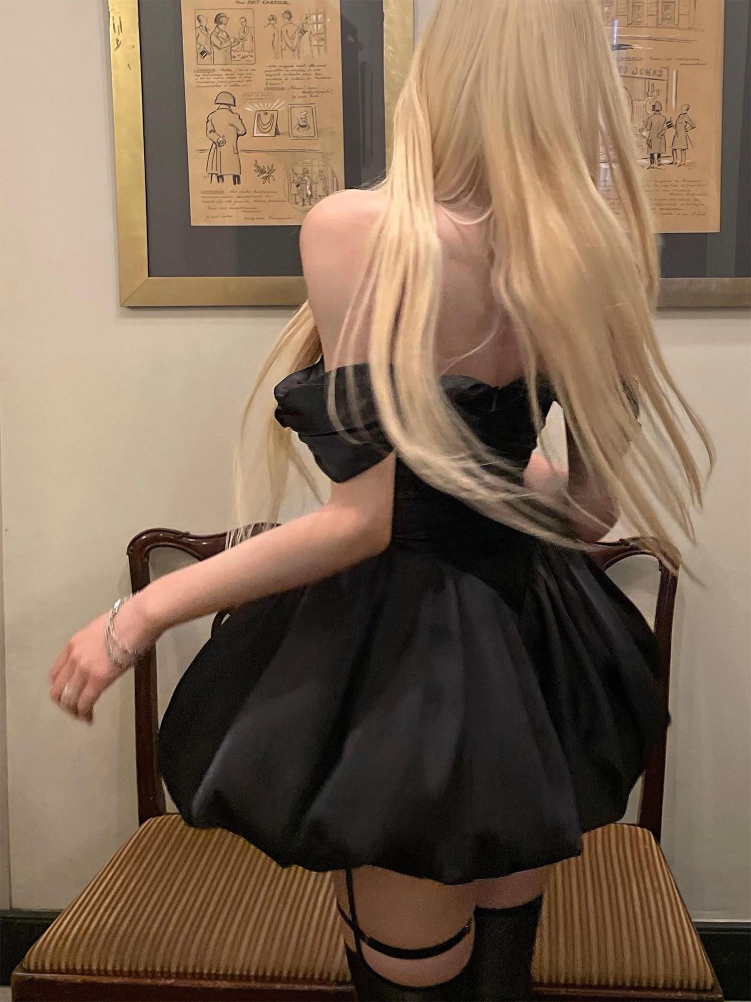 Rase le sol Strapless Cinched Waist Short Tulip Hem Women's Tube Mini Dresses