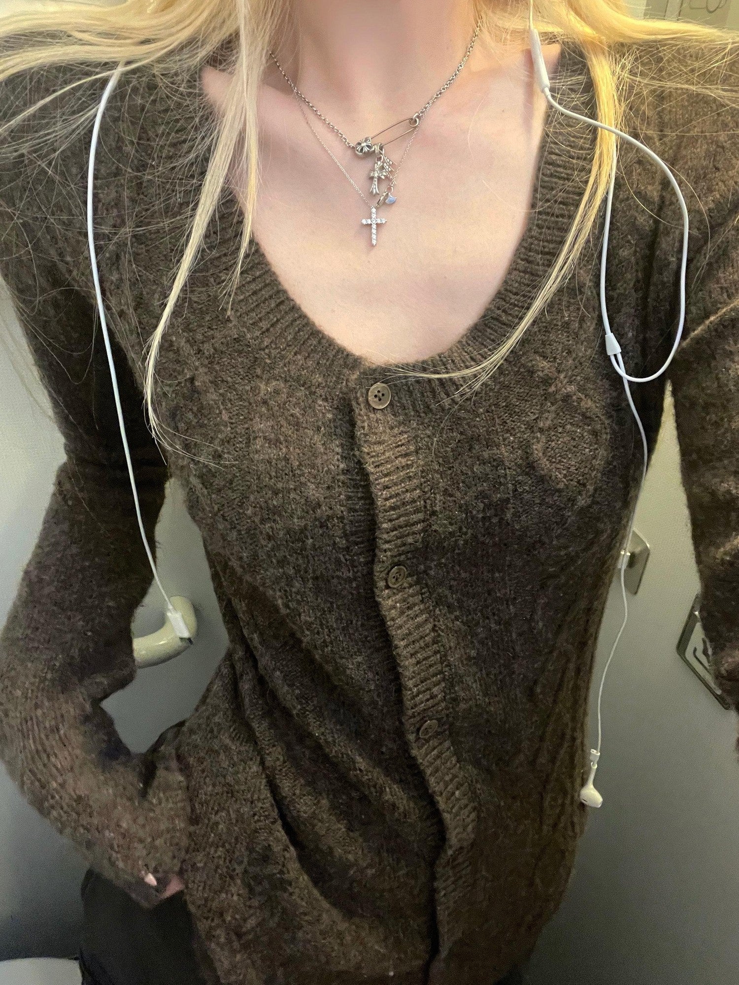 Rase le sol Textured 3d Cable Fitted Waist Cinching Women's Knit Cardigans