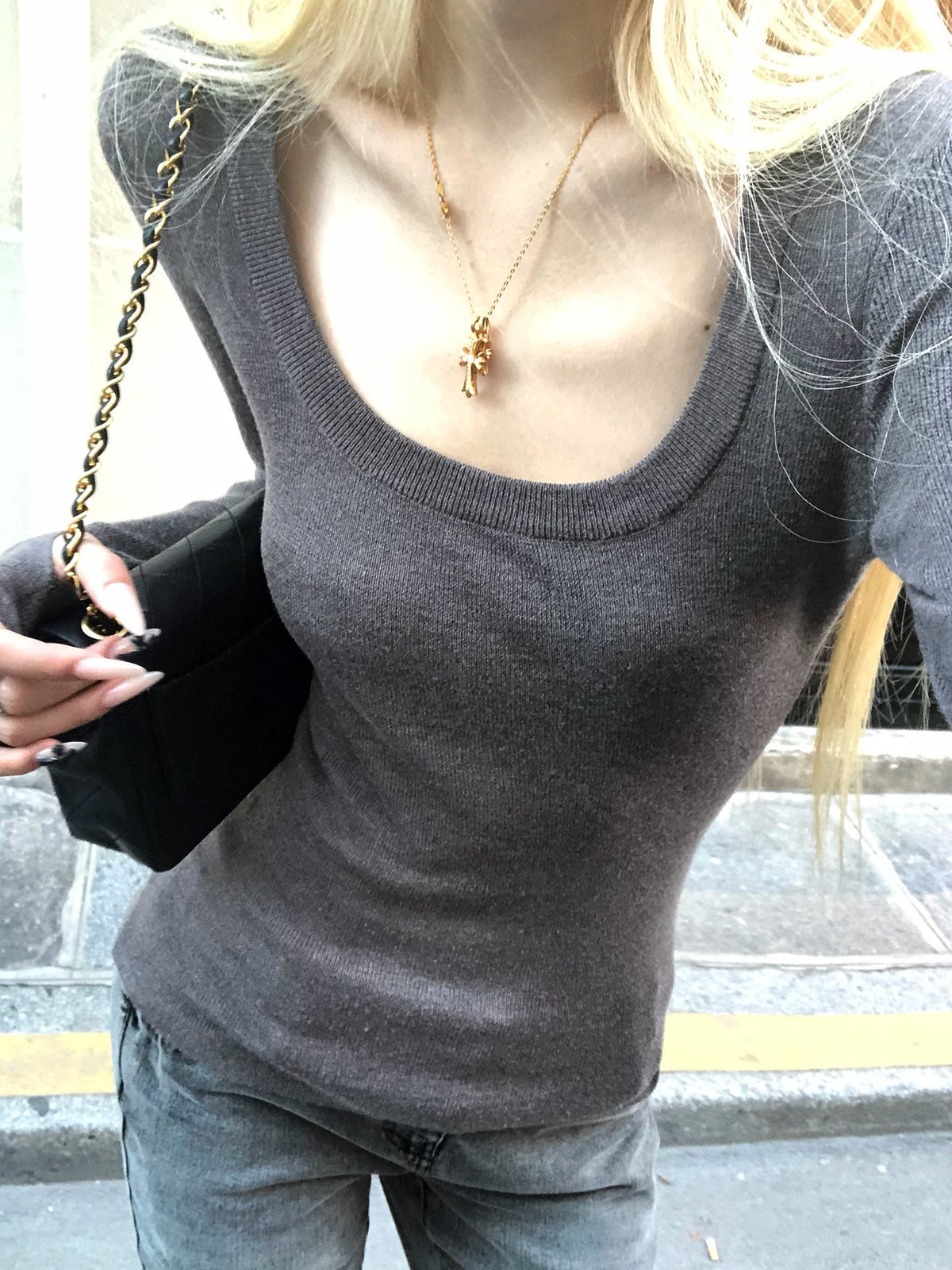 Rase_le_sol_U_Neck_Slim_Fit_Soft_Knit_Long_Sleeve_Women's_Polyester_Sweaters_1086692138628_MISSTT