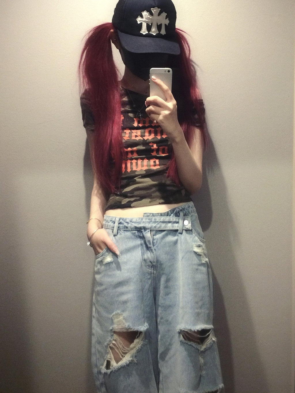 Rase le sol Washed Ripped Distressed American Vintage Women's Denim Bermuda Shorts