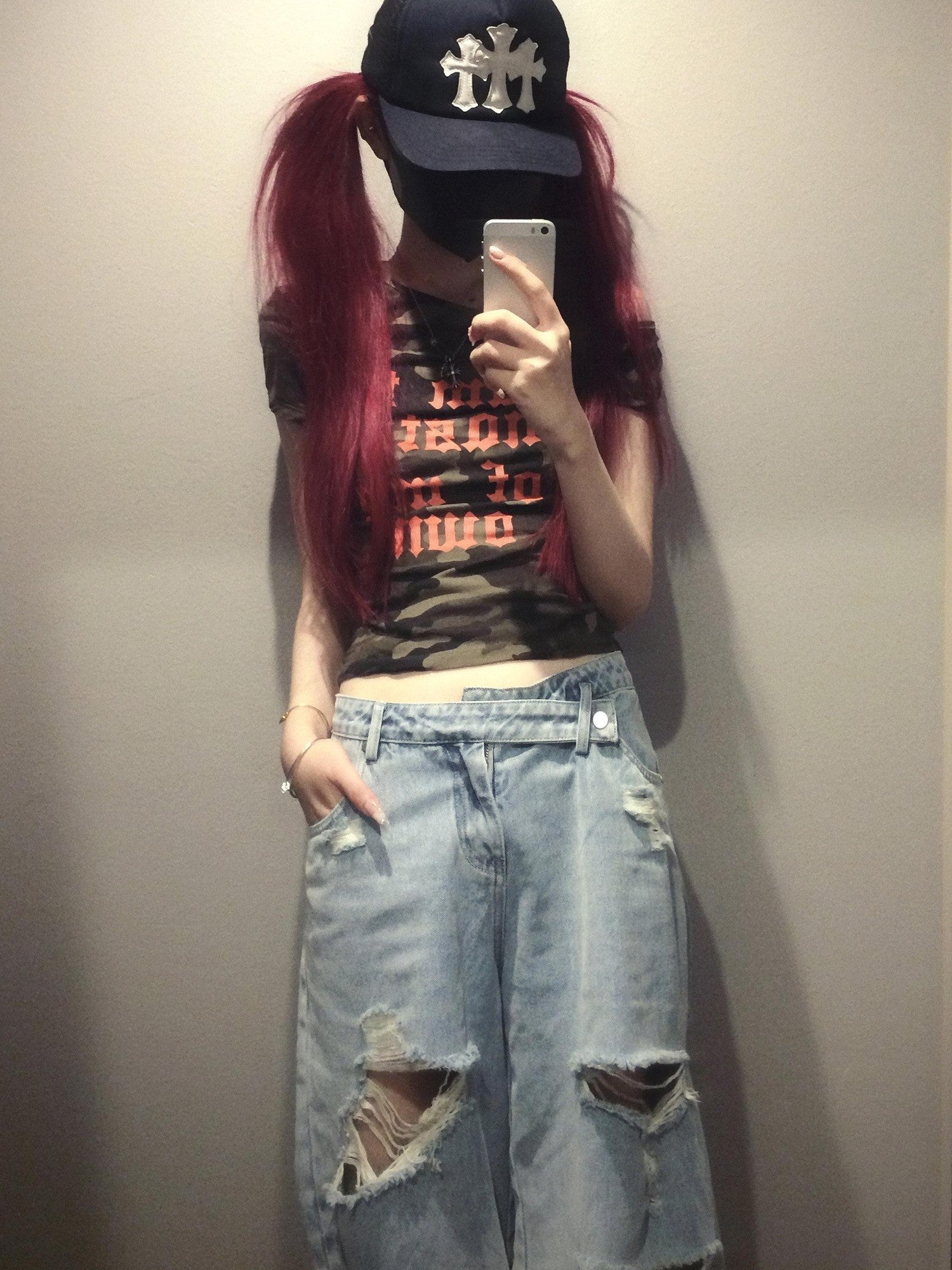 Rase le sol Washed Ripped Distressed American Vintage Women's Denim Bermuda Shorts