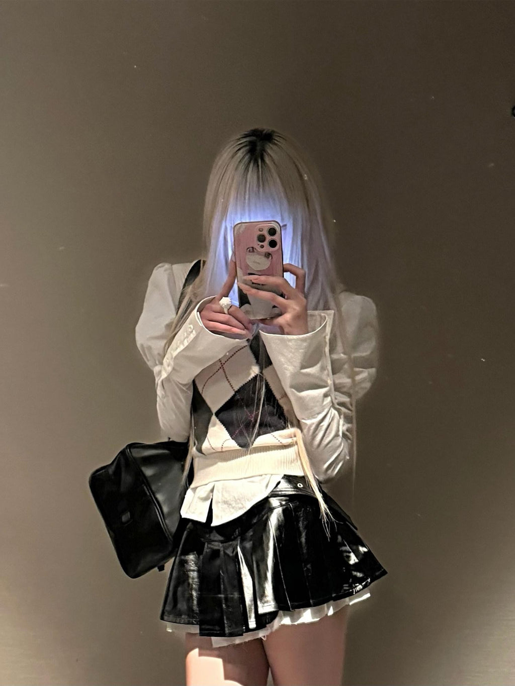 Rase le sol White Double Layer Collar Waist Cinched Long Sleeve Women's Shirts