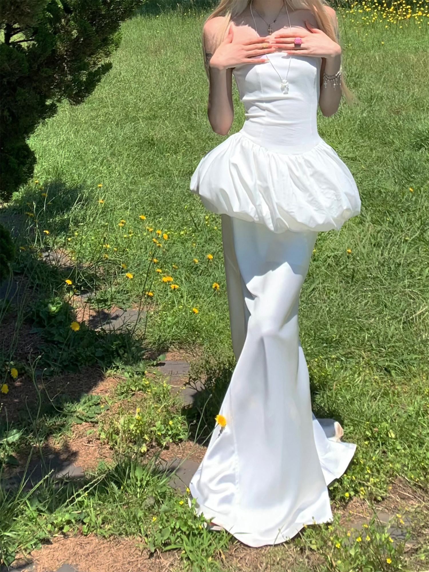 Rase_le_sol_White_Flower_Bud_Strapless_Cinched_Waist_Puff_Skirt_Women's_Tube_Mini_Dresses_799208391482_MISSTT
