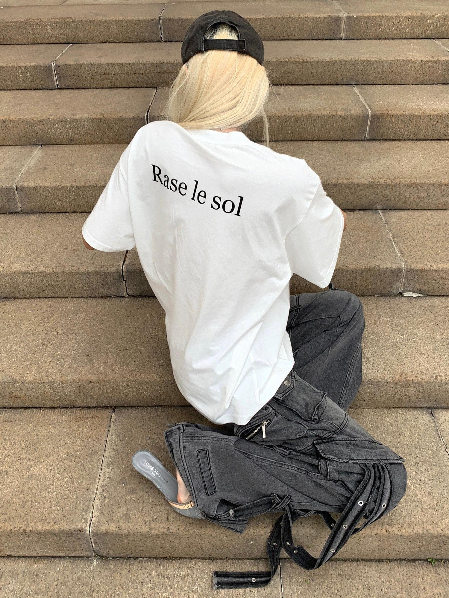 Rase le sol White Galloping Free American Graphic Print Women's Oversized T-shirts