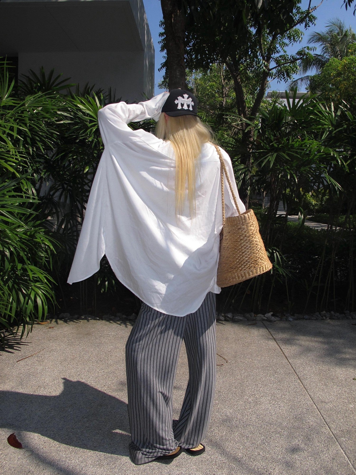Rase le sol White Slouchy Relaxed Loose Oversized Shirt Style Women's Overshirts