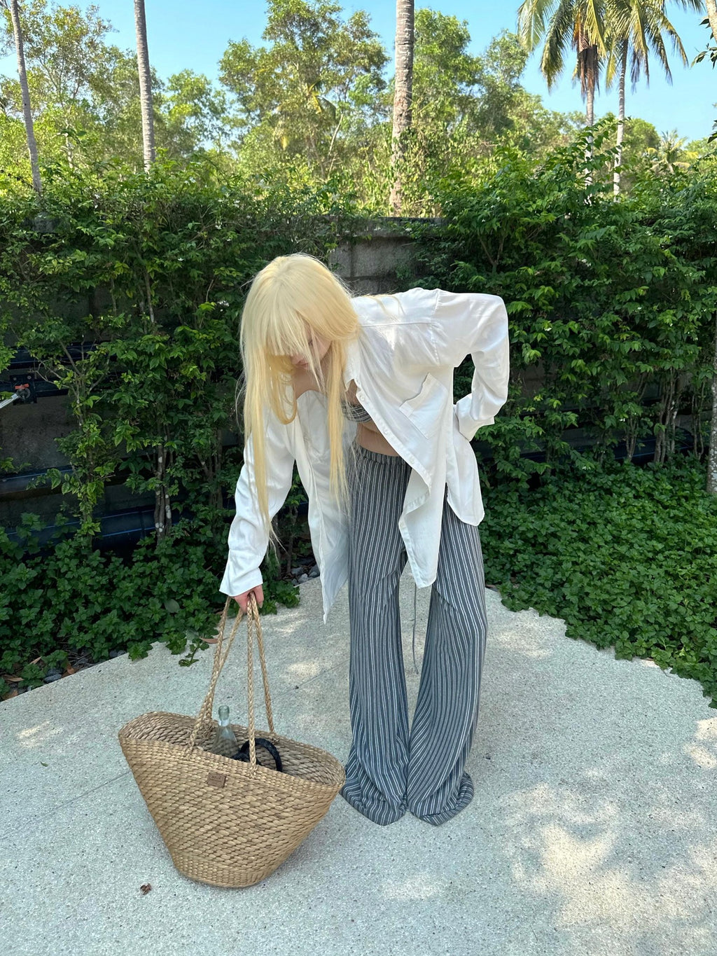 Rase le sol White Slouchy Relaxed Loose Oversized Shirt Style Women's Overshirts
