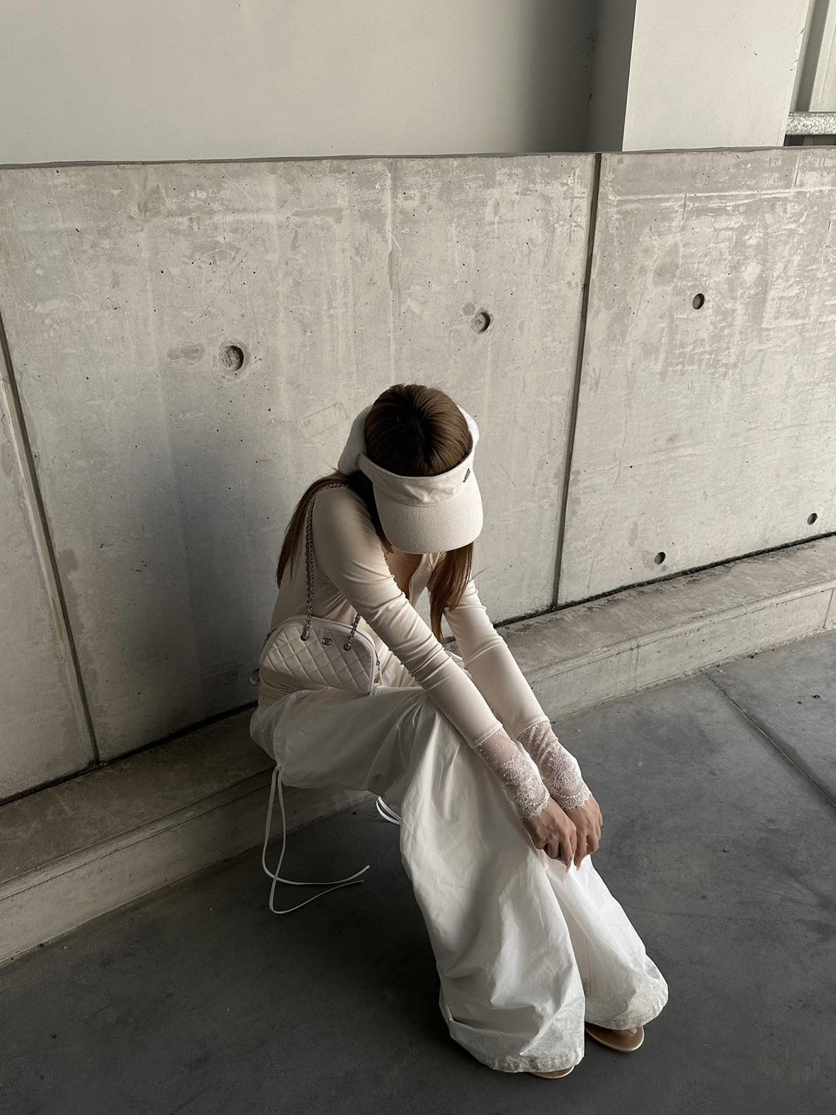 Rase le sol White Stealth Utility Relaxed Straight Casual Women's Wide-leg Pants
