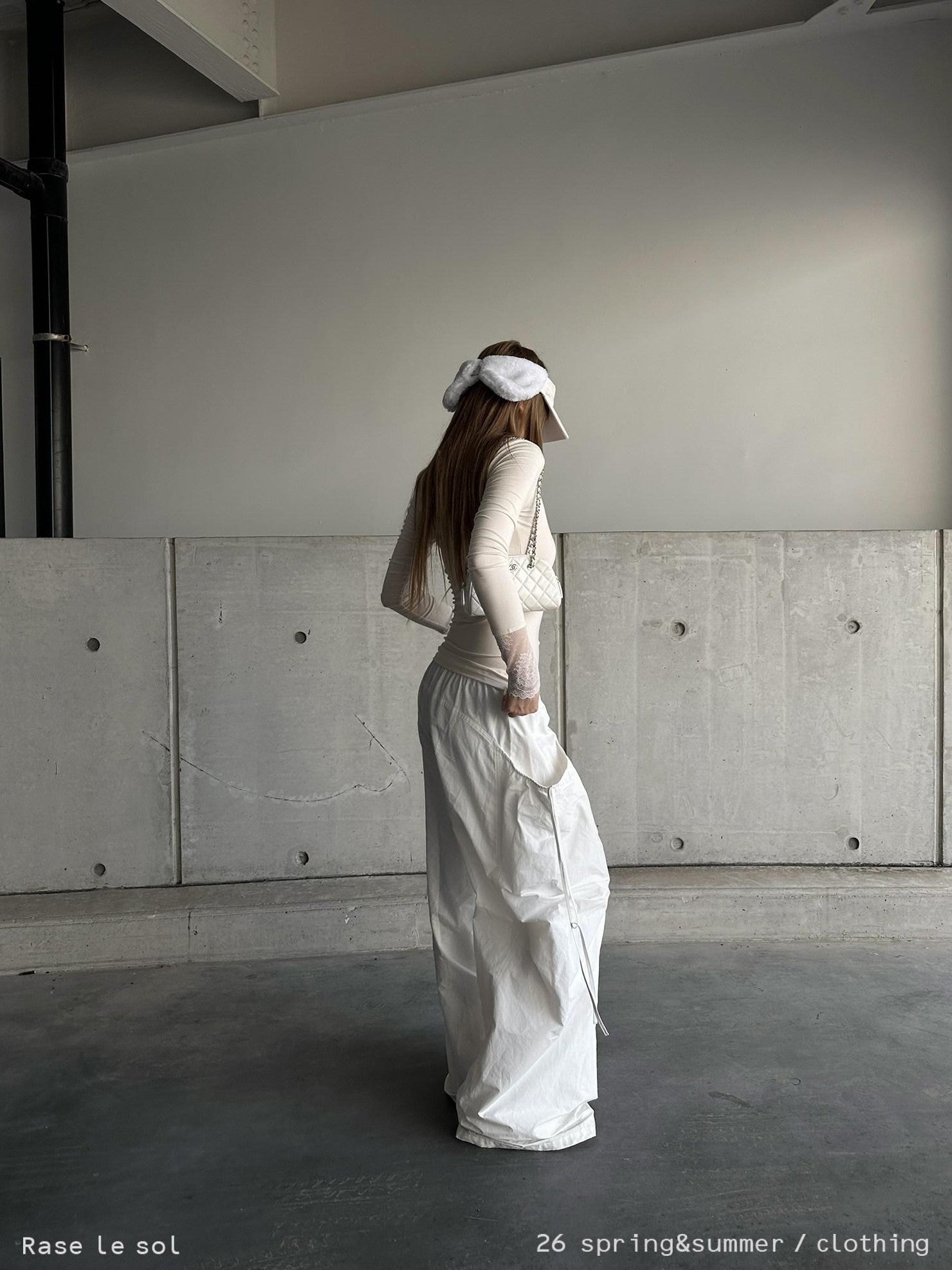 Rase le sol White Stealth Utility Relaxed Straight Casual Women's Wide-leg Pants