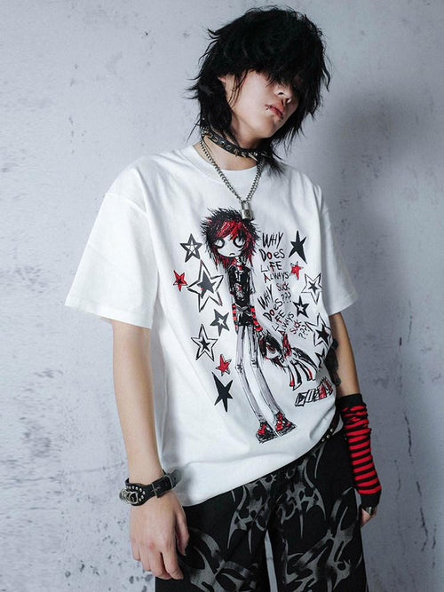 RebelSeed Animal Print Heat Transfer Punk Women's Cotton Short Sleeve T-shirts