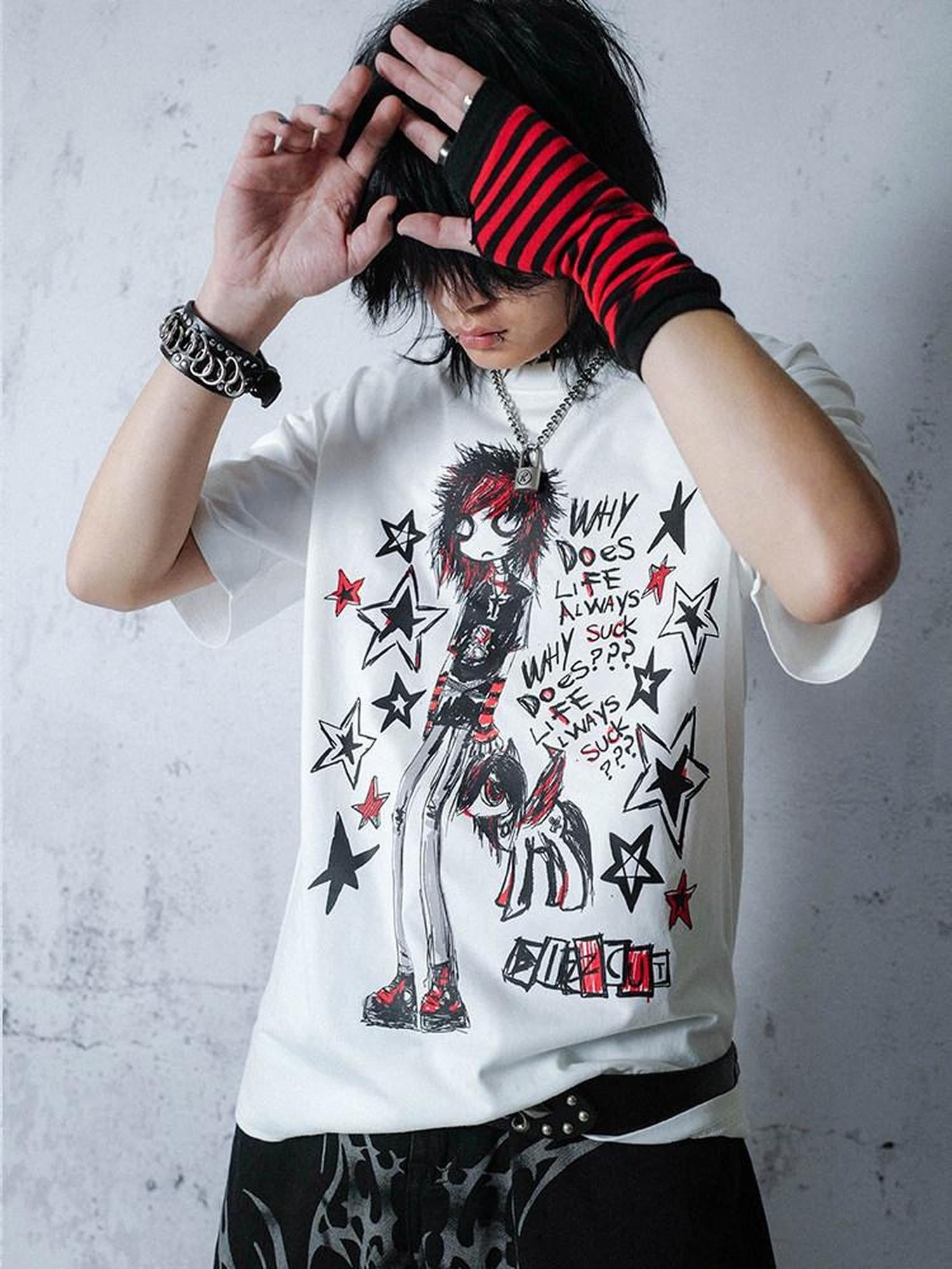 RebelSeed Animal Print Heat Transfer Punk Women's Cotton Short Sleeve T-shirts