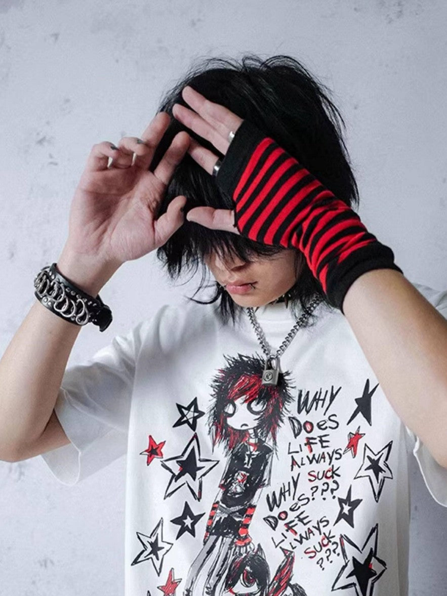 RebelSeed Animal Print Heat Transfer Punk Women's Cotton Short Sleeve T-shirts