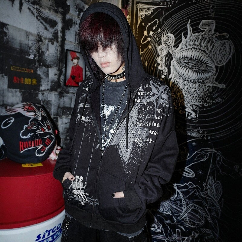 RebelSeed_Black_Angel_Wing_Graphic_Rock_Subculture_Women's_Cotton_Zip-up_Hoodies_977519483897_MISSTT
