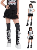 RebelSeed Black Asymmetric Patchwork Ruffle Hem High Waist Women's Polyester Mini Skirts