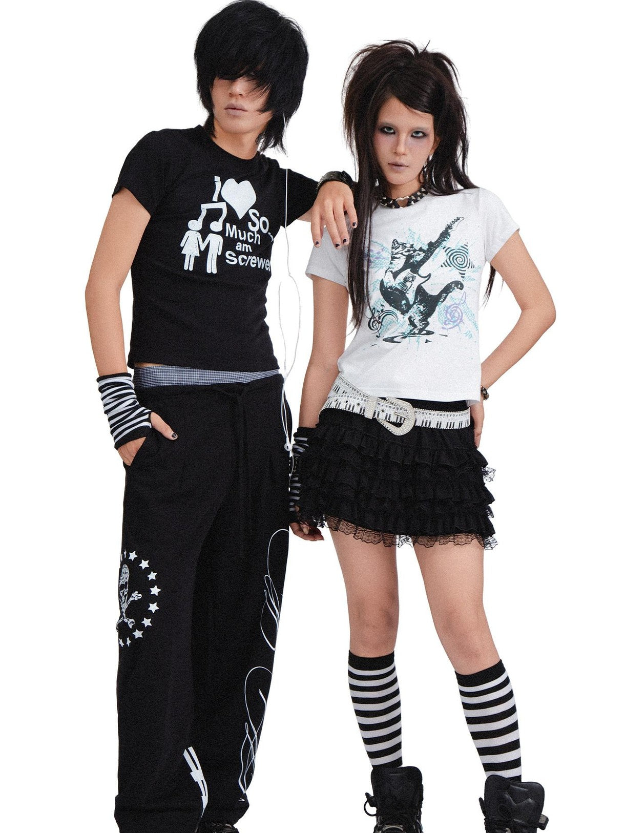 RebelSeed Black Asymmetric Patchwork Ruffle Hem High Waist Women's Polyester Mini Skirts