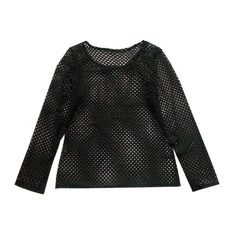 RebelSeed_Black_Fishnet_Punk_Print_Women's_Polyester_Long_Sleeve_T-shirts_812846700988_MISSTT