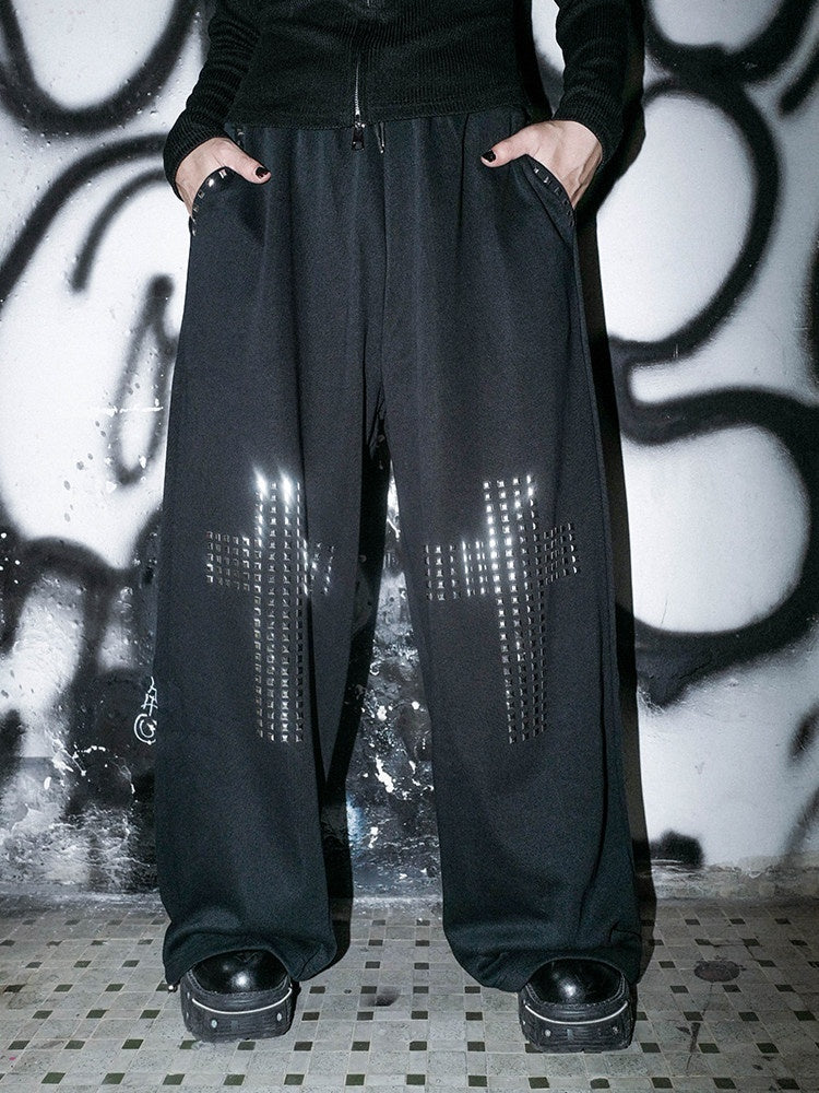 RebelSeed_Black_Gothic_Crystal_Cross_Drawstring_Women's_Cotton_Wide-leg_Pants_1041038188369_MISSTT