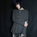 RebelSeed_Black_Gray_Stripe_Emo_Drop_Shoulder_Women's_Cotton_Long_Sleeve_T-shirts_972957876191_MISSTT