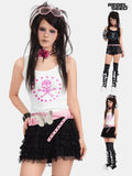 RebelSeed Black H Silhouette Punk Skull Print Slim Fit Women's Cotton Tank Tops