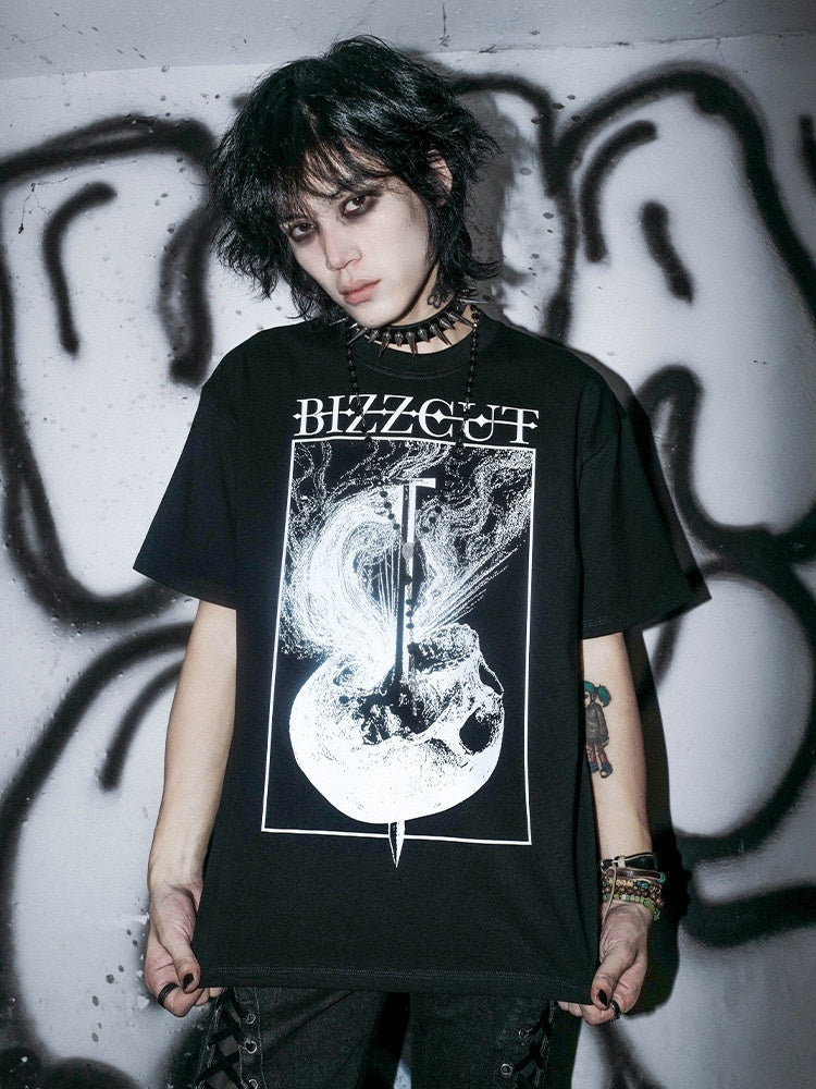 RebelSeed_Black_Letter_Heat_Transfer_Oversized_Drop_Women's_Cotton_Short_Sleeve_T-shirts_1040215545580_MISSTT