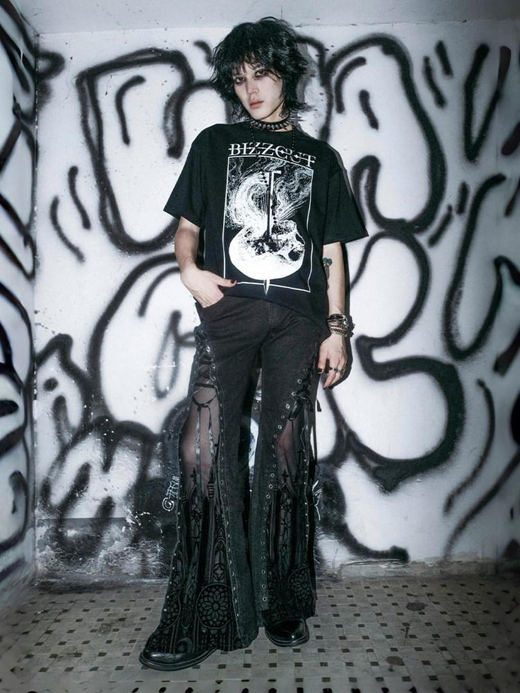 RebelSeed Black Letter Heat Transfer Oversized Drop Women's Cotton Short Sleeve T-shirts