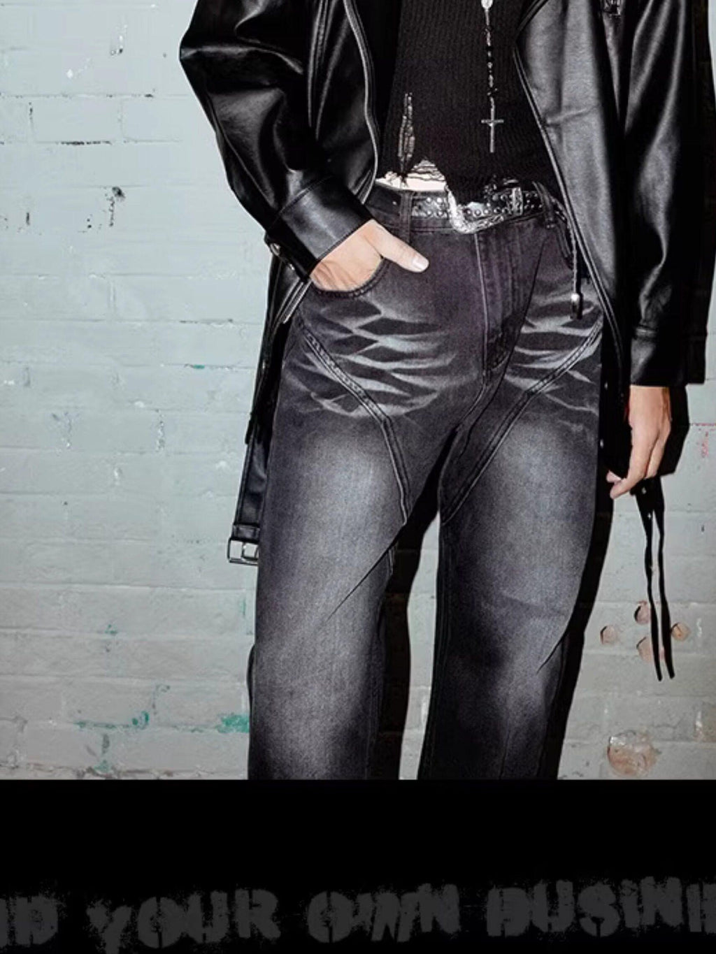 RebelSeed Black Oversize Punk Rock Biker Midlength Pointed Lapel Women's Leather Jackets