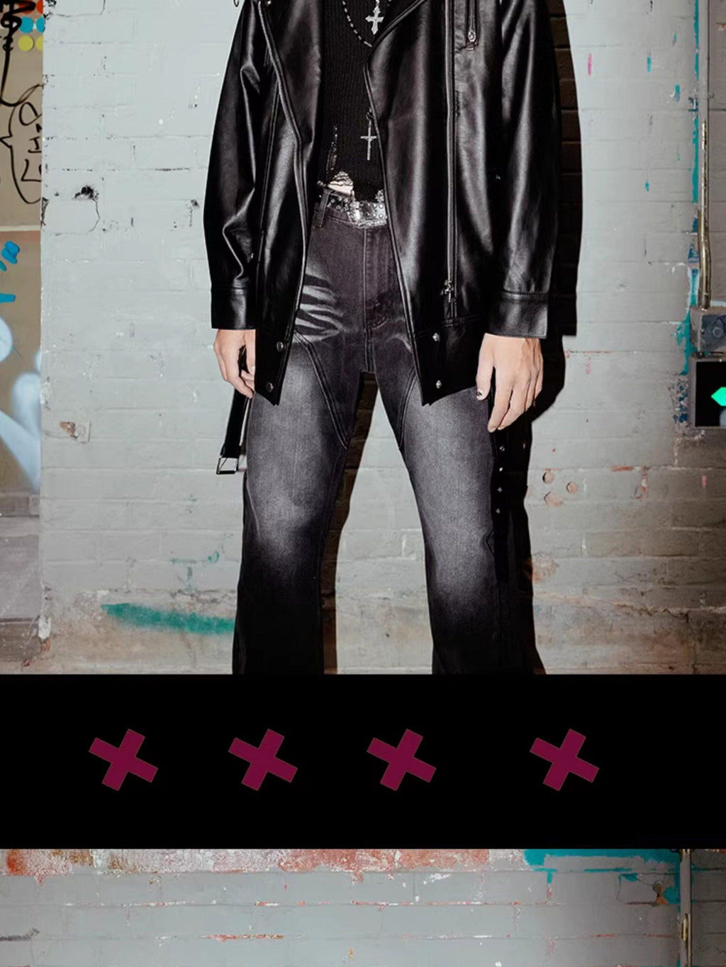 RebelSeed Black Oversize Punk Rock Biker Midlength Pointed Lapel Women's Leather Jackets