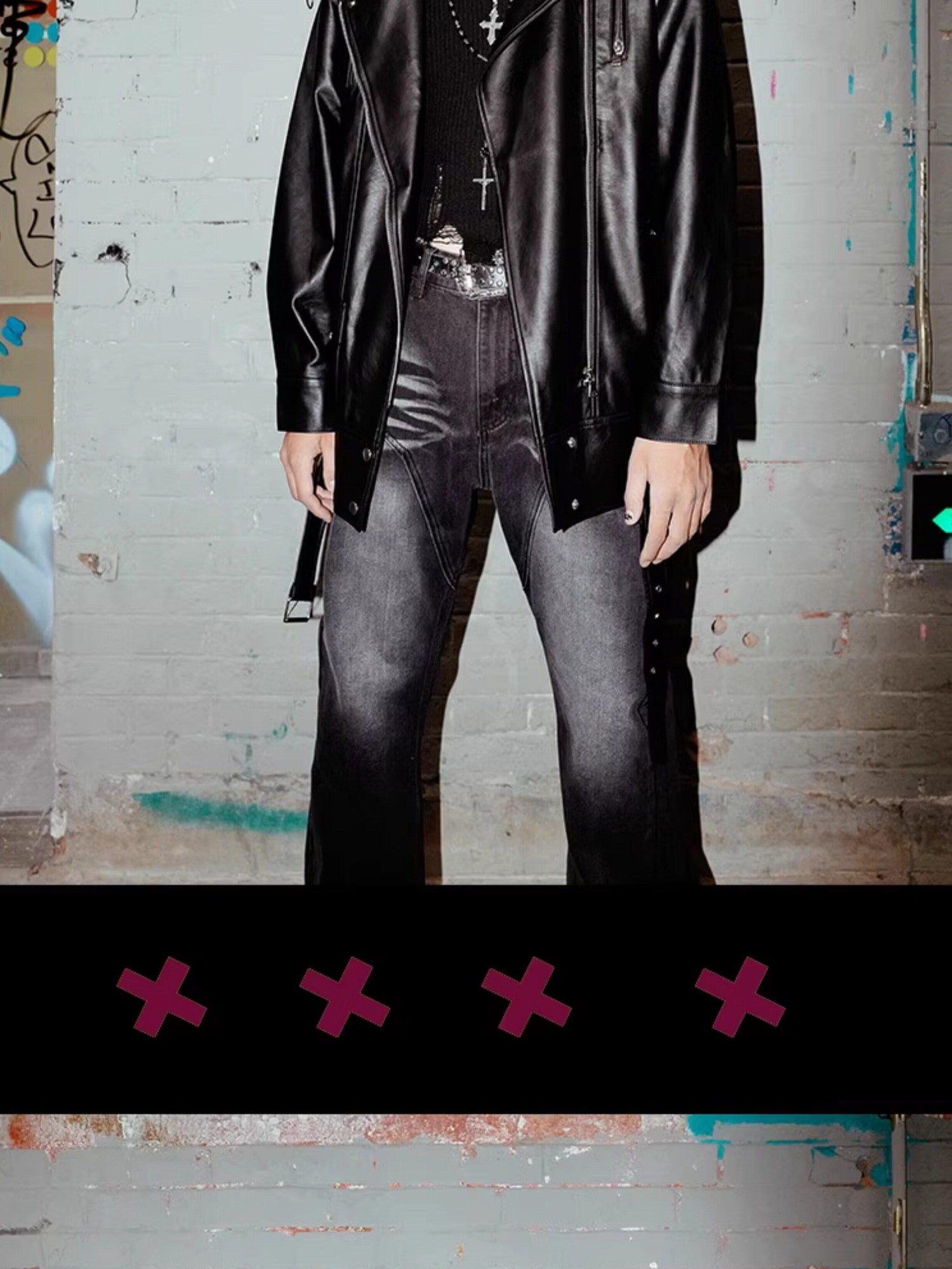 RebelSeed Black Oversize Punk Rock Biker Midlength Pointed Lapel Women's Leather Jackets