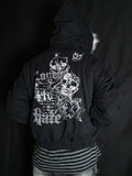 RebelSeed Black Patchwork Skull Print Heat Transfer Hooded Women's Puffer Jackets