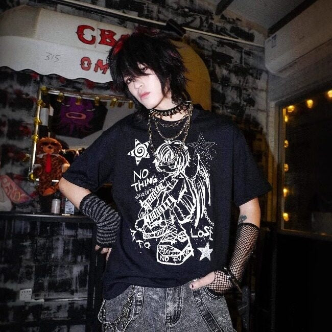 RebelSeed_Black_Rebel_Angel_Punk_Rock_Drop_Shoulder_Women's_Short_Sleeve_T-shirts_905135592498_MISSTT