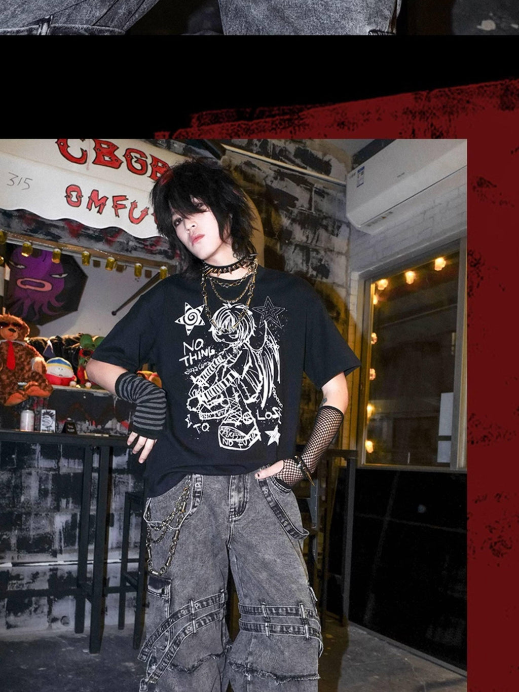RebelSeed Black Rebel Angel Punk Rock Drop Shoulder Women's Short Sleeve T-shirts