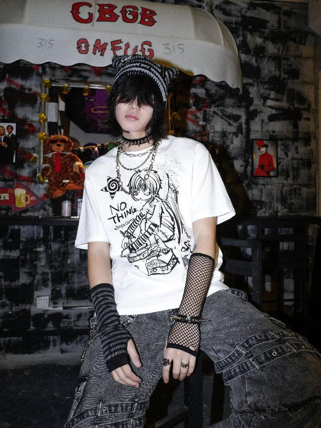 RebelSeed Black Rebel Angel Punk Rock Drop Shoulder Women's Short Sleeve T-shirts