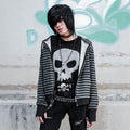 RebelSeed_Black_Red_Striped_Washed_Print_Women's_Cotton_Zip-up_Hoodies_874502109704_MISSTT