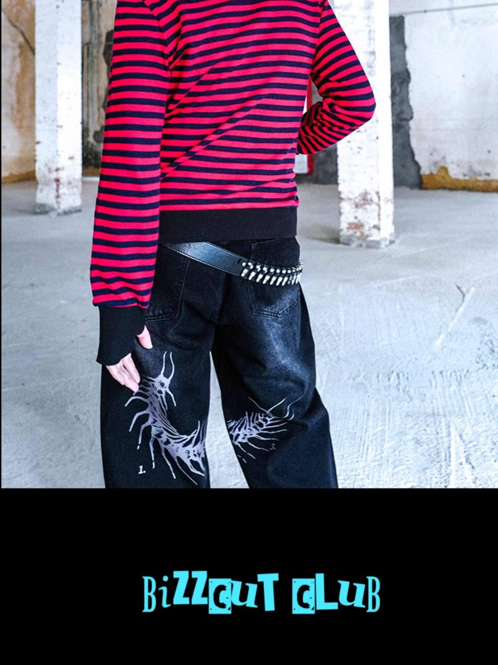 RebelSeed Black Red Striped Washed Print Women's Cotton Zip-up Hoodies