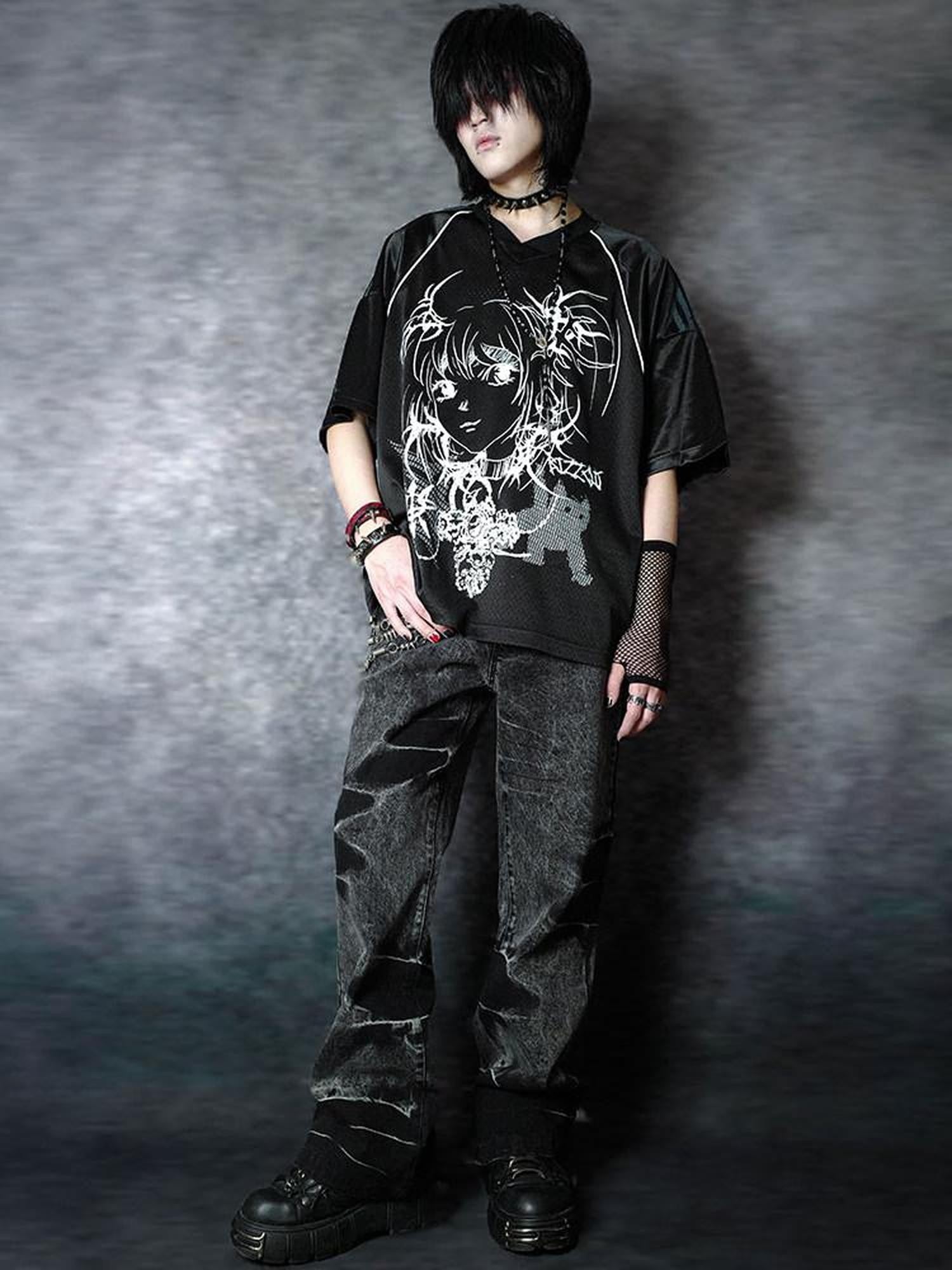 RebelSeed Black Snake Embroidered Lightning Distressed Washed Women's Denim Bootcut Pants