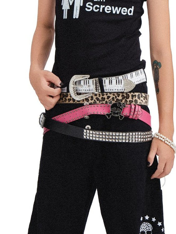 RebelSeed Black Snowwash Distressed Lettering Punk Women's Cotton Straight-leg Jeans