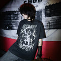 RebelSeed_Black_Striped_Skull_Demon_Heat_Transfer_Punk_Women's_Short_Sleeve_T-shirts_920982359001_MISSTT