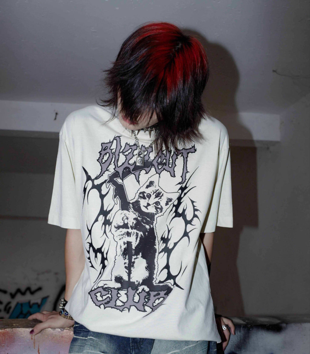 RebelSeed_Black_Striped_Skull_Demon_Heat_Transfer_Punk_Women's_Short_Sleeve_T-shirts_920982359001_MISSTT