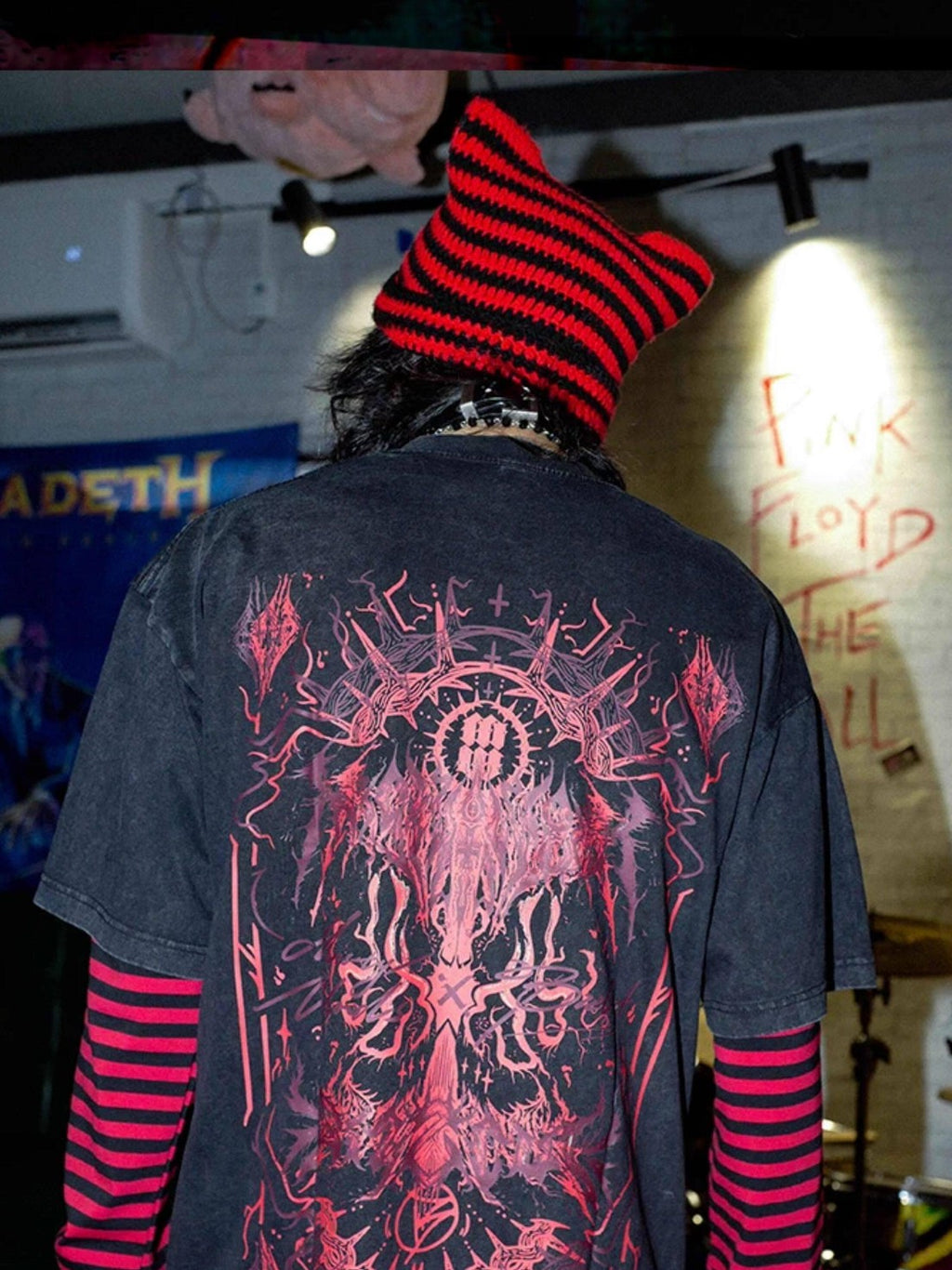 RebelSeed Cthulhu Art Print Heat Transfer Punk Women's Cotton Fleece Long Sleeve T-shirts