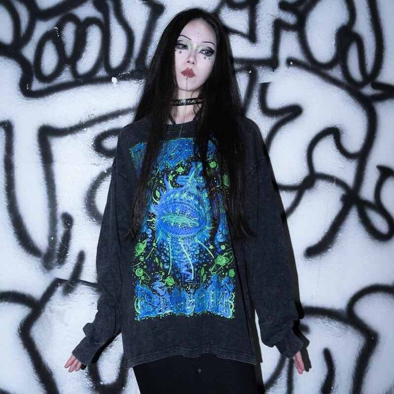 RebelSeed_Cthulhu_Eye_Punk_Distressed_Washed_Print_Women's_Cotton_Long_Sleeve_T-shirts_970345956060_MISSTT